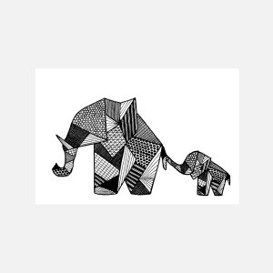 Patchwork Mom & Baby Elephant
